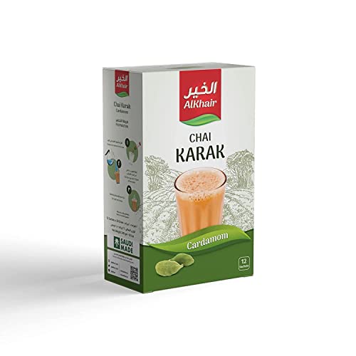 Karak Tea Cardamom Tea, Chai Tea Latte, 12 Sachets 20g 240gm, Instant Tea | Tea with Cardamom, Chai Tea Health Tea Emoji Alkhair