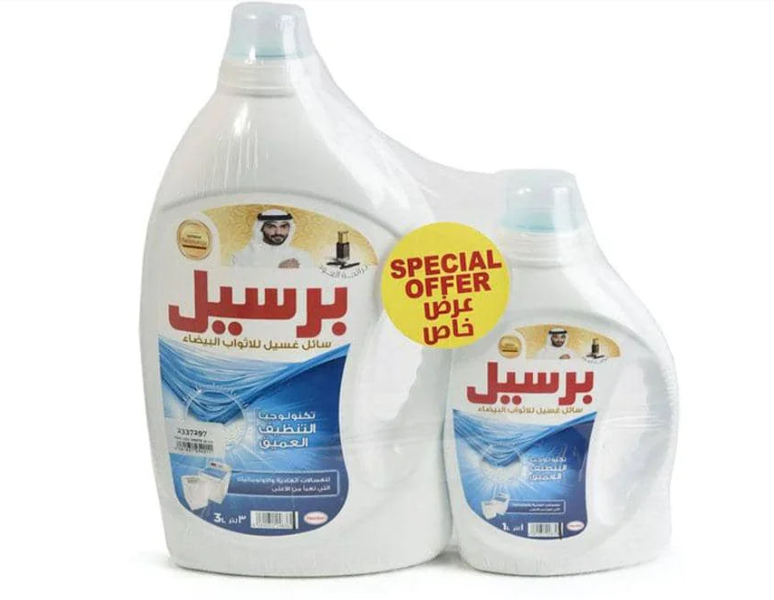 برسيل سائل غسيل للأثواب البيضاء برائحة العود 3لتر +1لتر 