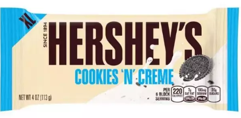 هيرشي شوكولاته بيضاء مع قطع الكوكيز 40 جم