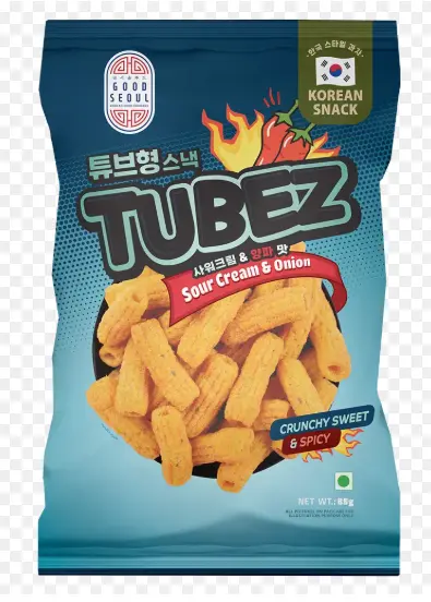 قود سيول تيوبز سناك كوري كرنشي كريمة حامضة وبصل 85 جم