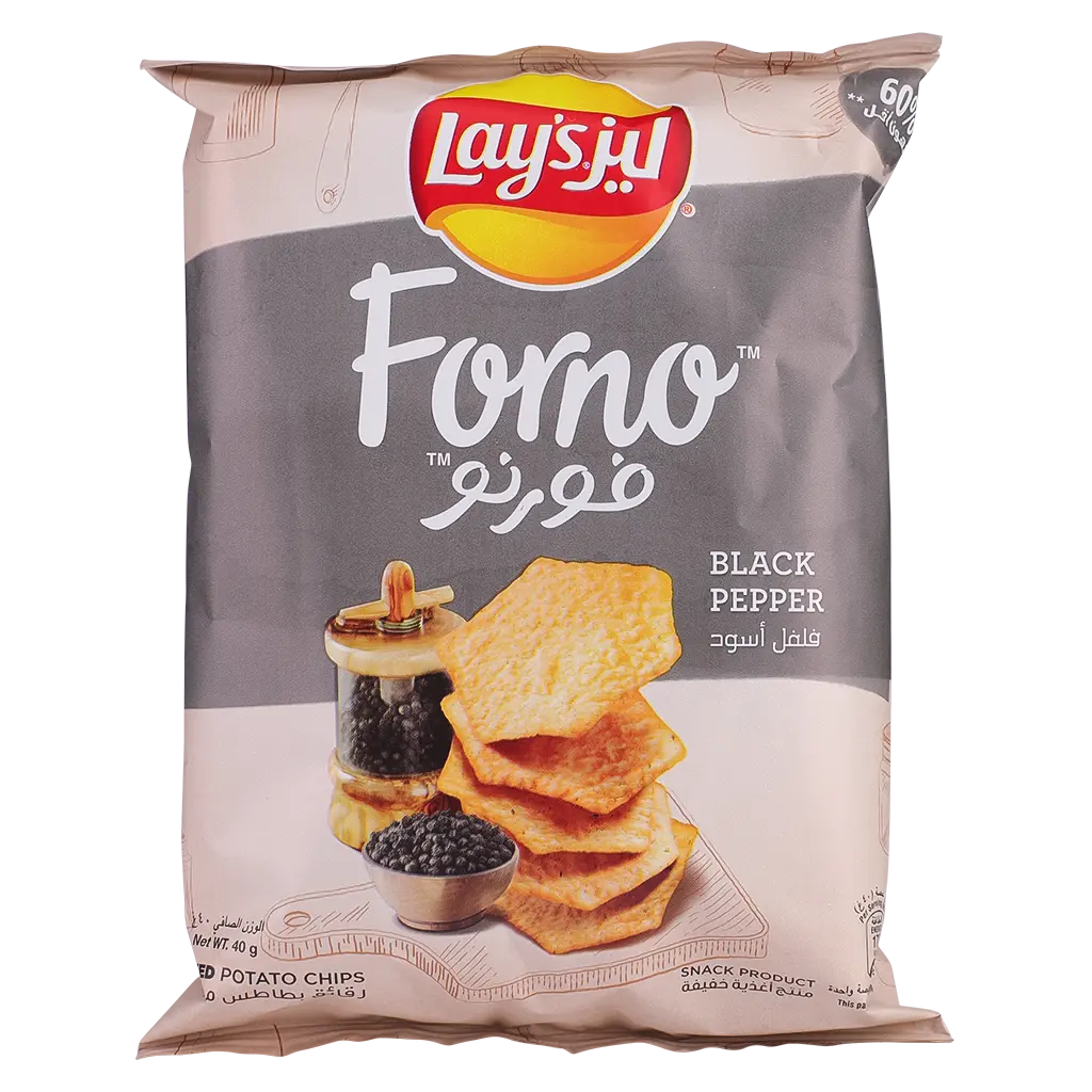 ليز فورنو رقائق البطاطس مخبوزة بالفلفل أسود 160 جم 