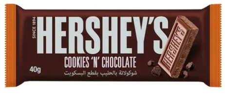 هيرشي شوكولاته بالحليب مع قطع الكوكيز 40 جم