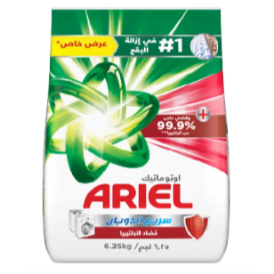 اريال مسحوق غسيل مضاد للبكتيريا للغسالات أوتوماتيكية 6.25 كجم
