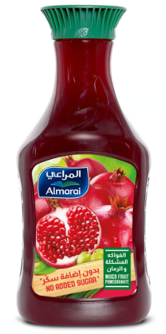 المراعي عصير الفواكه المشكلة والرمان بدون اضافة سكر 1.4 لتر