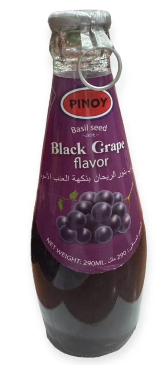 بينوي شراب بذور الريحان بنكهة العنب الاسود مستورد 290مل  