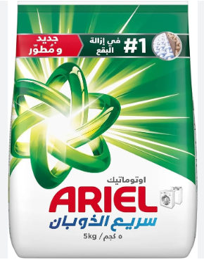 اريال صبون سريع الذوبان اوتوماتيك الاخضر 5كجم +1كجم 