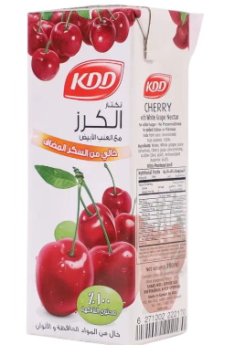 كي دي دي نكتار الكرز مع العنب الابيض خالي من السكر المضاف 180 مل 