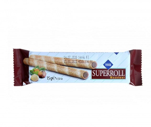 [B5-Line4] سوبر رول شوكولاتة لفائف ويفر بكريمة البندق والكاكاو 12 جم