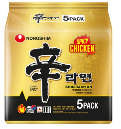 [B1-Line2@] نونج شم شن راميون معكرونة شرقية نكهة الدجاج الحار 5*120جم