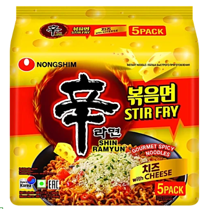 [B1-Line1@] نونج شم شن راميون مقلية سبايسي نودلز مع الجبنة 5*136جم 
